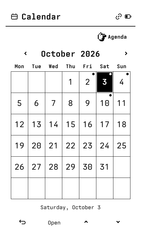Figma render of the elseOS Calendar month view for October 2026